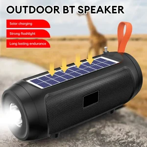 Altavoz Solar con Bluetooth para exteriores, columna inalámbrica portátil, barra de sonido estéreo HiFi, compatible con Radio FM, tarjeta TF y linterna